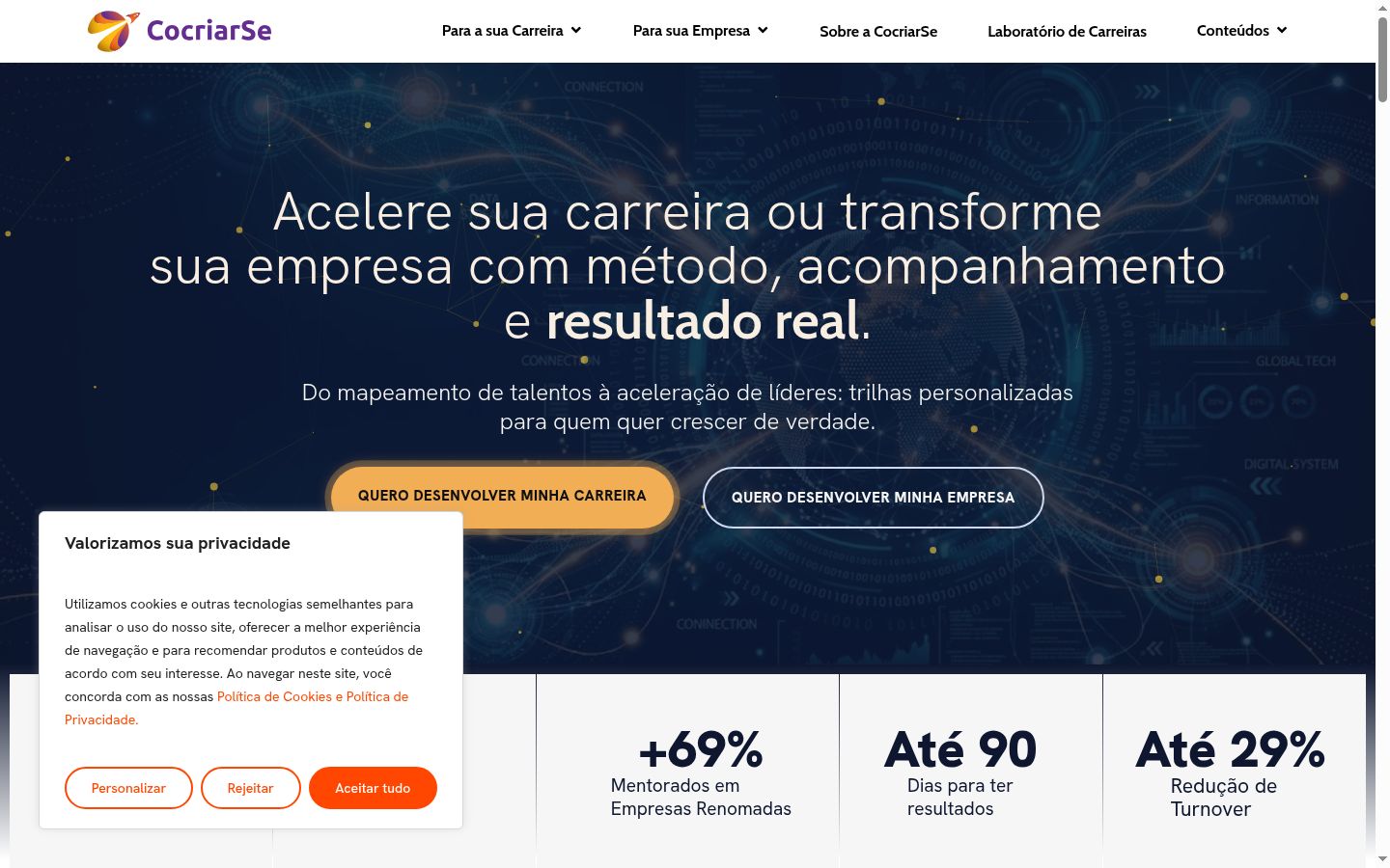 Captura de pantalla del banner de consentimiento mostrado antes de cualquier interacción