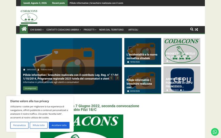 Screenshot of codacons.umbria.it
