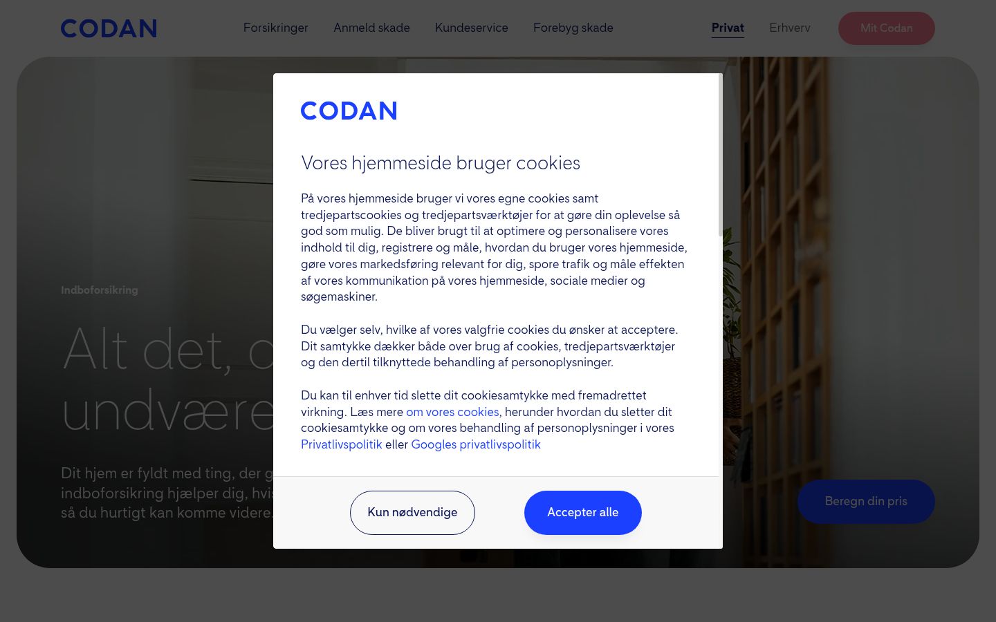 Screenshot of the consent banner shown before any interaction
