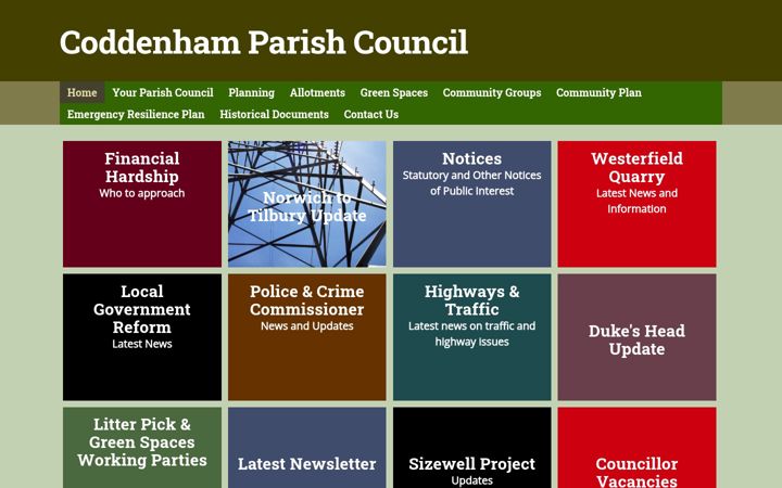 Screenshot of coddenham-pc.gov.uk