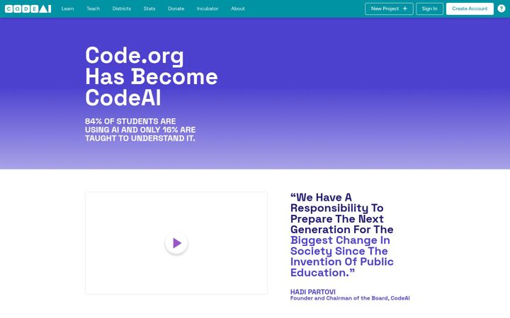 Екранна снимка на code.org