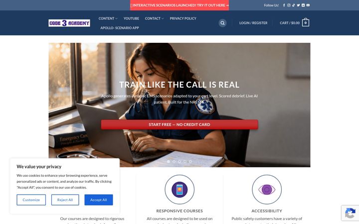 Screenshot of code3academy.org