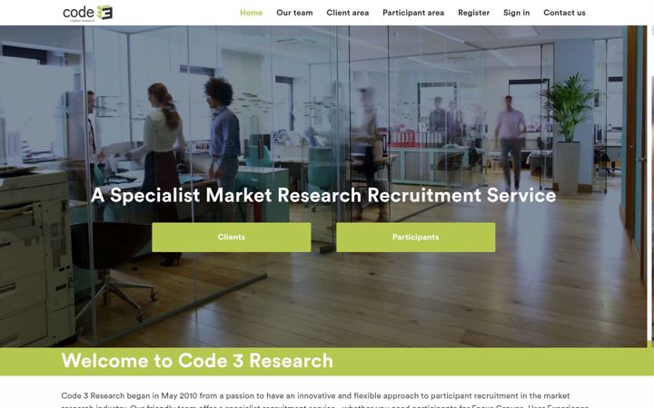 Skærmbillede af code3research.co.uk