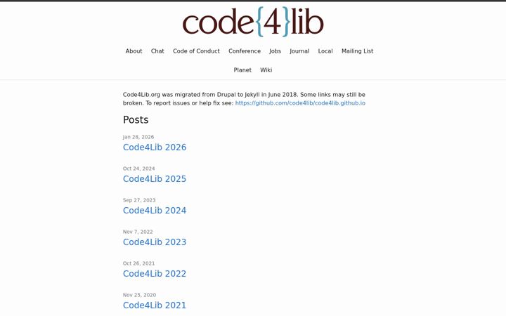 Screenshot of code4lib.org