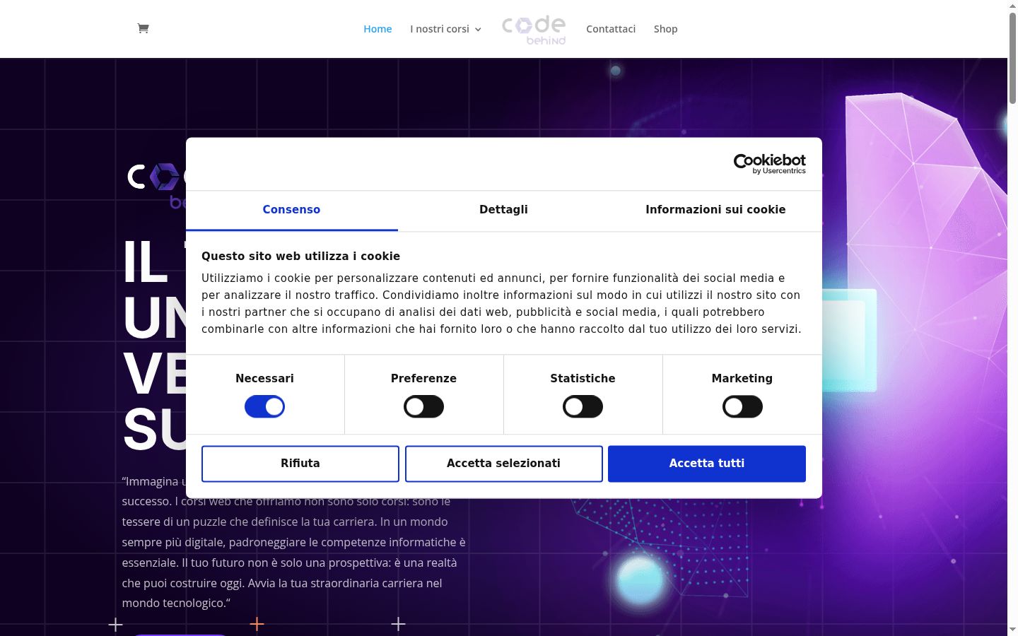 Snímek obrazovky baneru souhlasu zobrazeného před jakoukoli interakcí