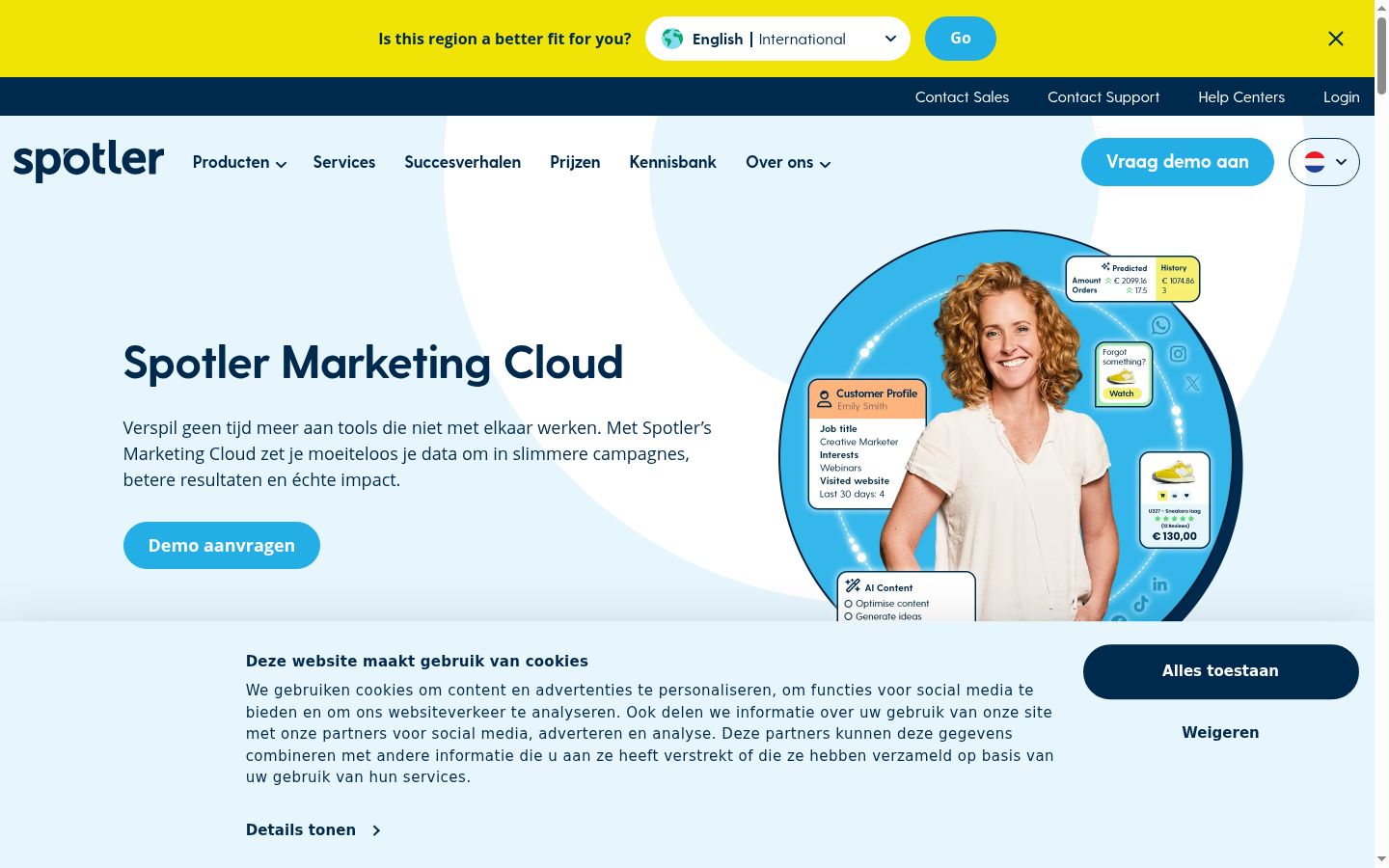 Screenshot van de toestemmingsbanner zoals getoond vóór enige interactie