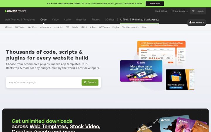 Screenshot von codecanyon.net