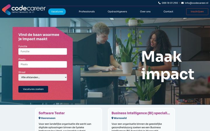 Screenshot van codecareer.nl