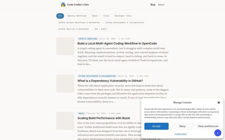 Screenshot of codecraftersden.com