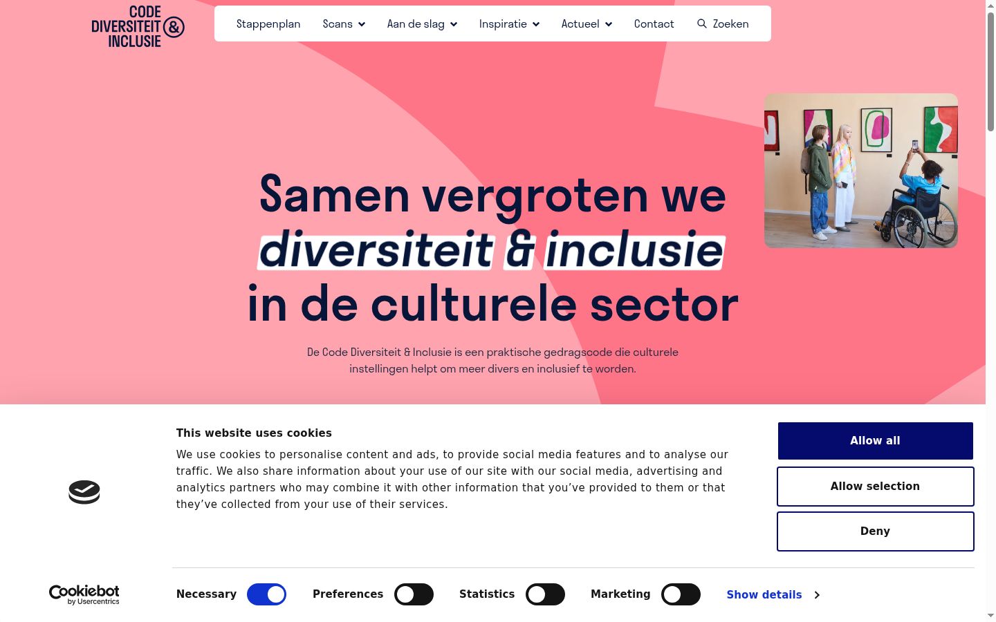 Screenshot van de toestemmingsbanner zoals getoond vóór enige interactie