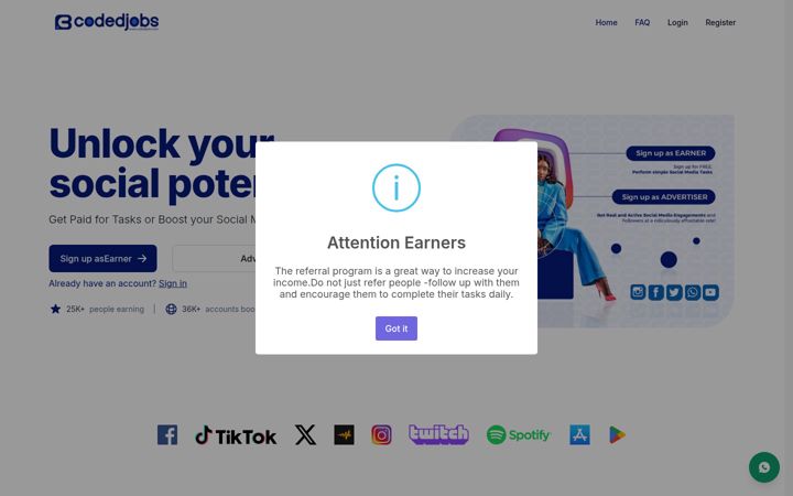 Screenshot of codedjobs.com