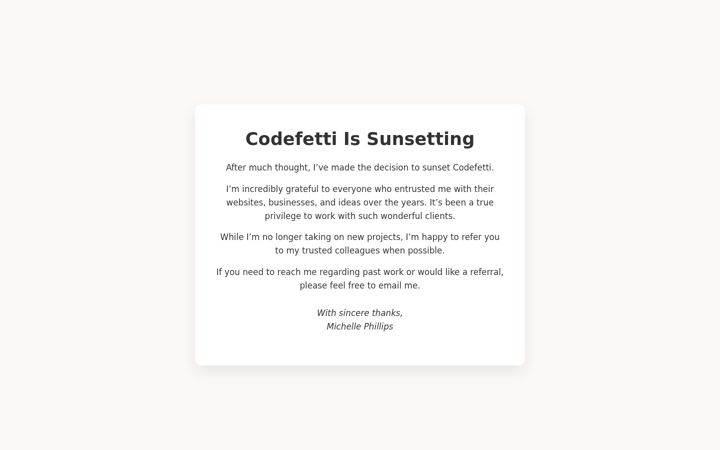 Screenshot of codefetti.com