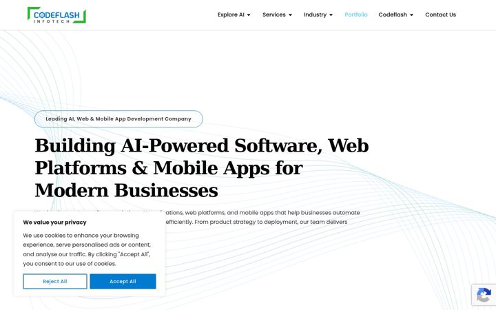 Screenshot of codeflashinfotech.com