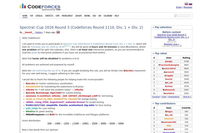 Screenshot ta' codeforces.com