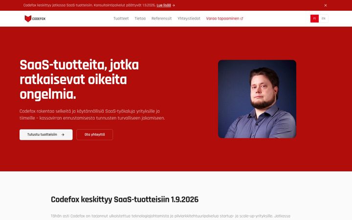 Screenshot of codefox.fi