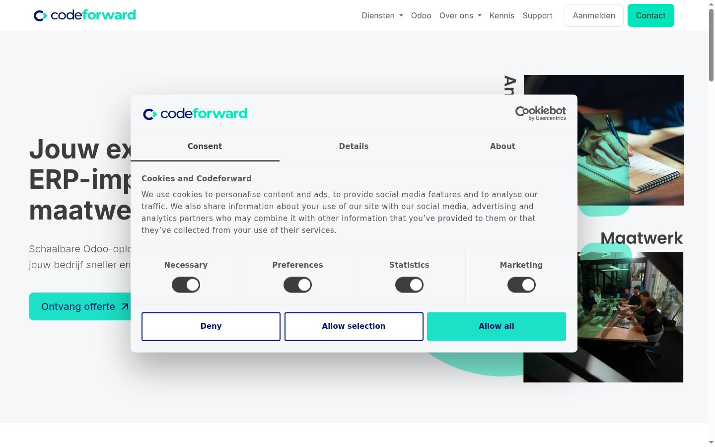 Screenshot del banner di consenso mostrato prima di qualsiasi interazione