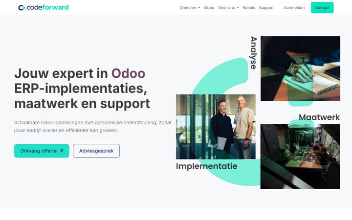 Screenshot van codefwd.nl