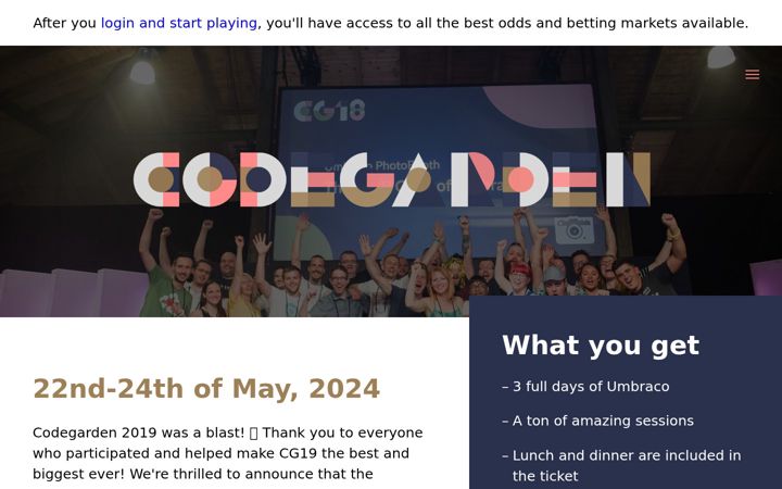 Screenshot of codegarden19.com