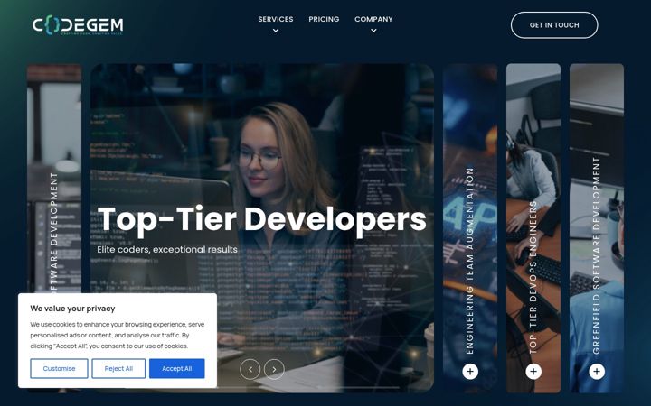 Screenshot of codegem.co.uk
