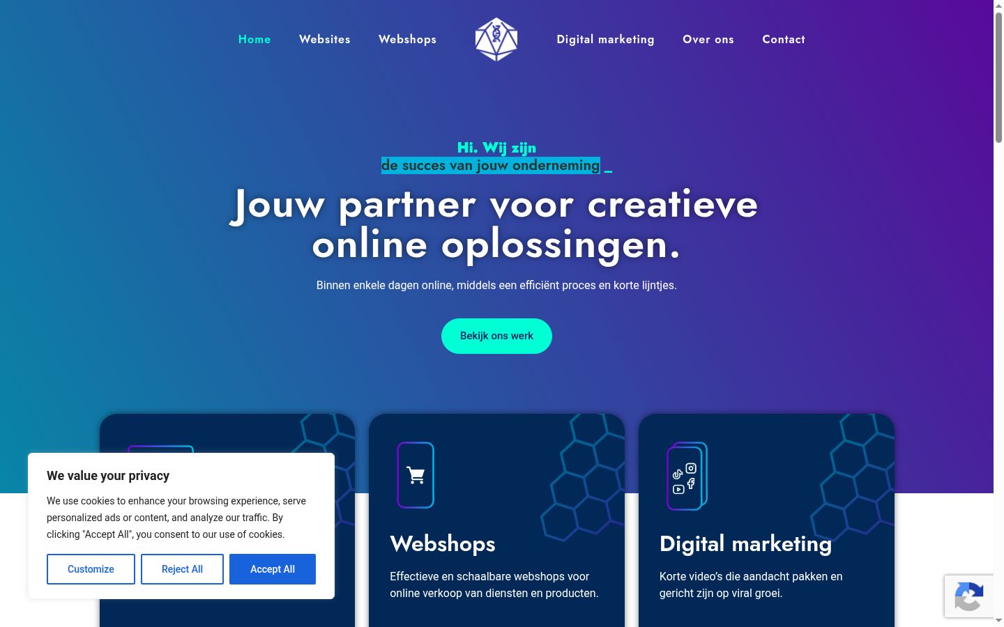 Screenshot van de toestemmingsbanner zoals getoond vóór enige interactie