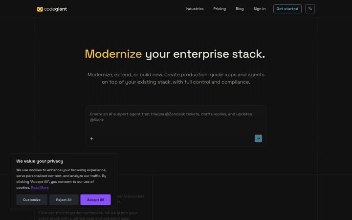 Екранна снимка на codegiant.io