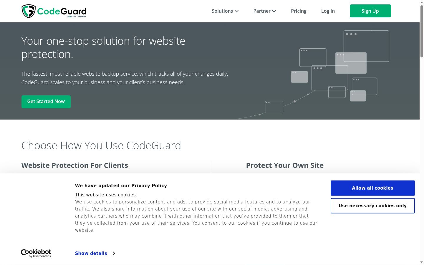 Screenshot of the consent banner shown before any interaction