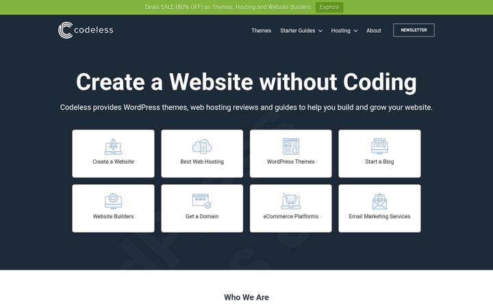 Screenshot ta' codeless.co
