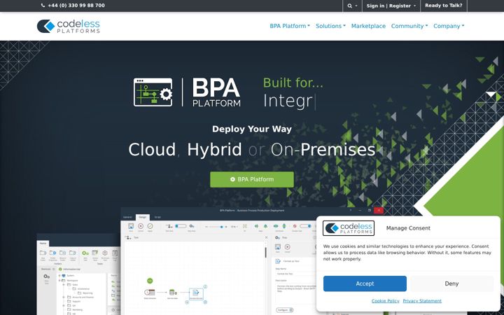 Screenshot of codelessplatforms.com