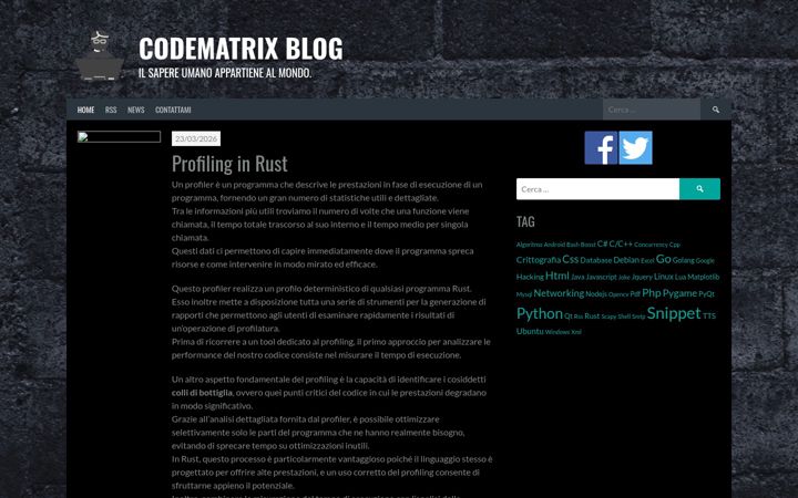 Captură de ecran a codematrix.altervista.org