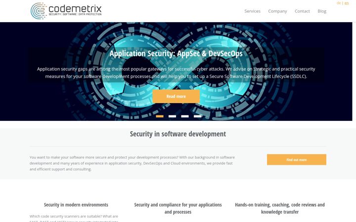 Екранна снимка на codemetrix.io