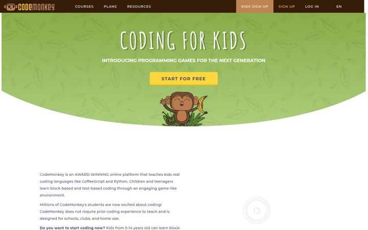 Screenshot of codemonkey.com