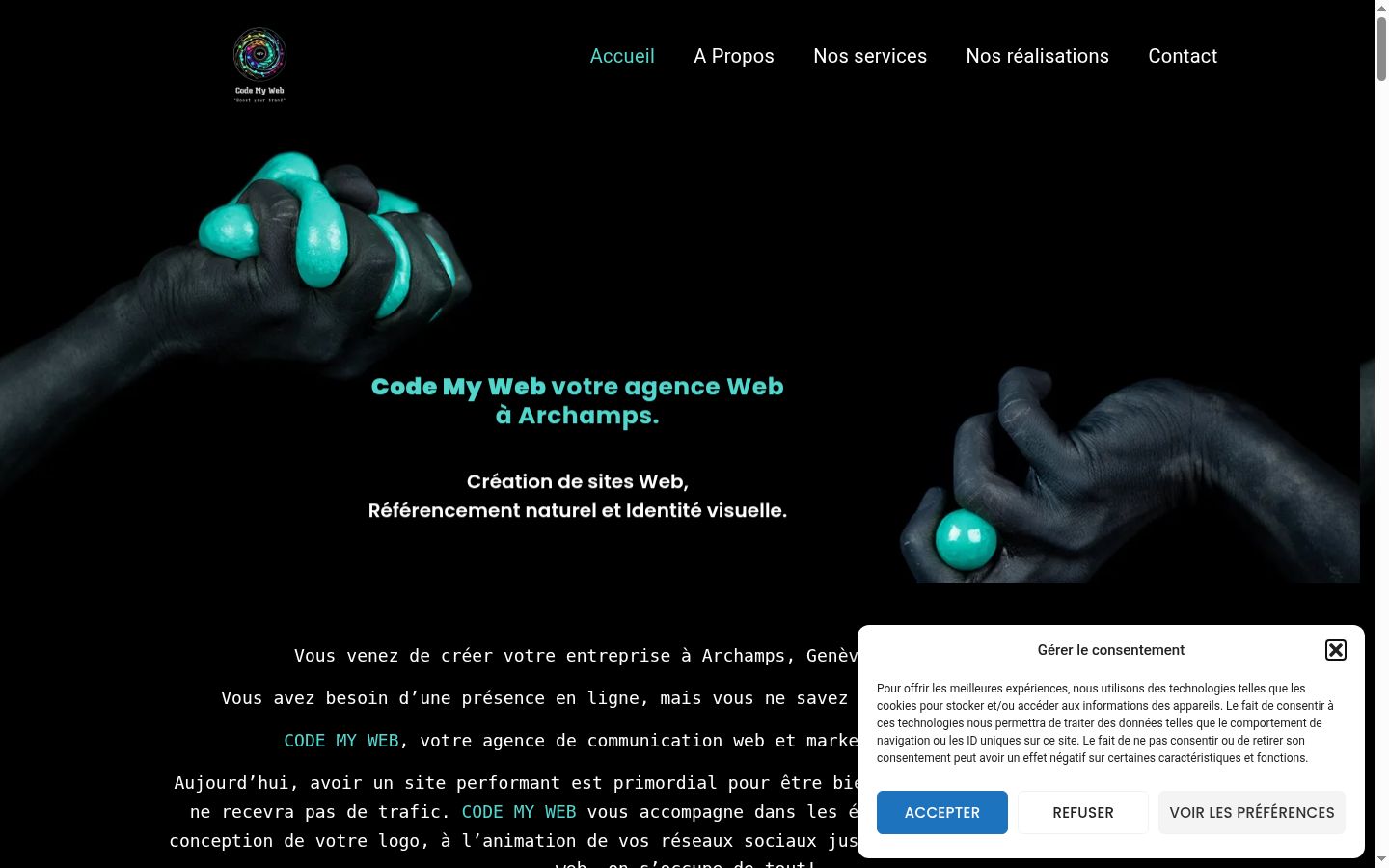 Screenshot del banner di consenso mostrato prima di qualsiasi interazione