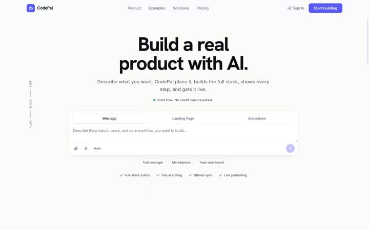 Screenshot of codepal.ai
