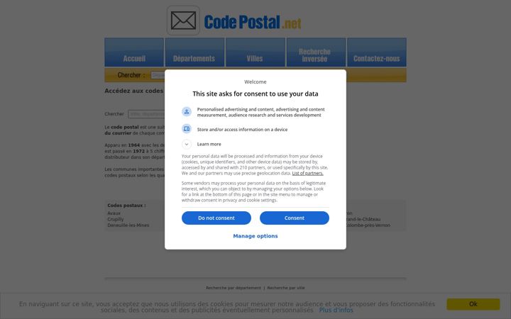 Ekrano kopija codepostal.net