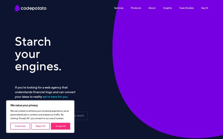Snímek obrazovky codepotato.co.uk