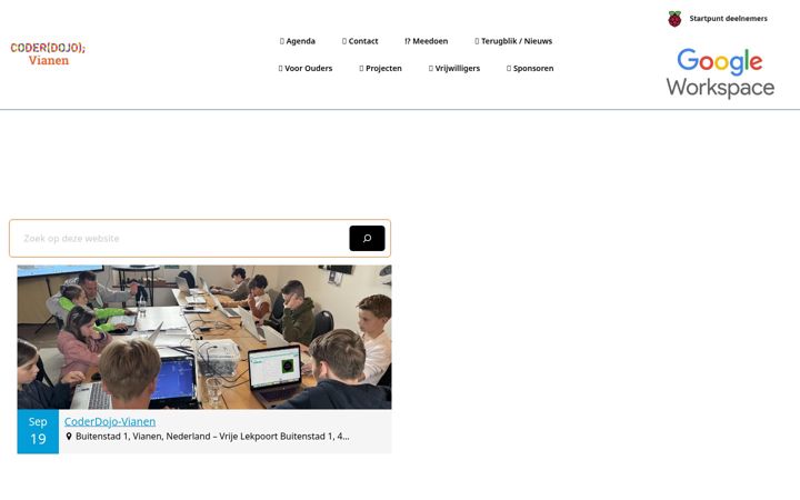 Skærmbillede af coderdojo-vianen.nl