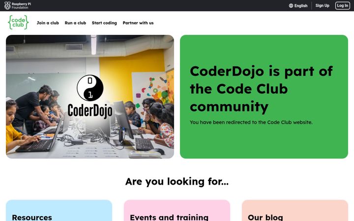 Screenshot of coderdojo.org