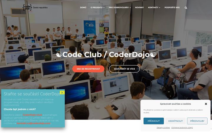 Екранна снимка на coderdojocesko.cz