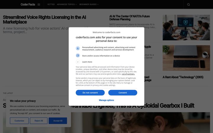 Screenshot of coderfacts.com