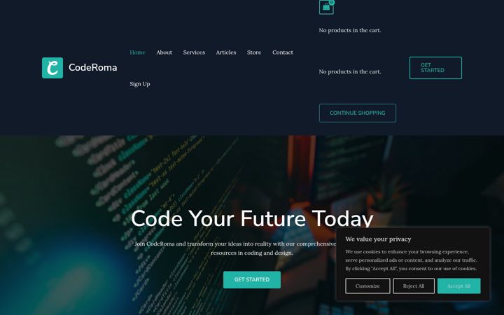 Screenshot of coderoma.com