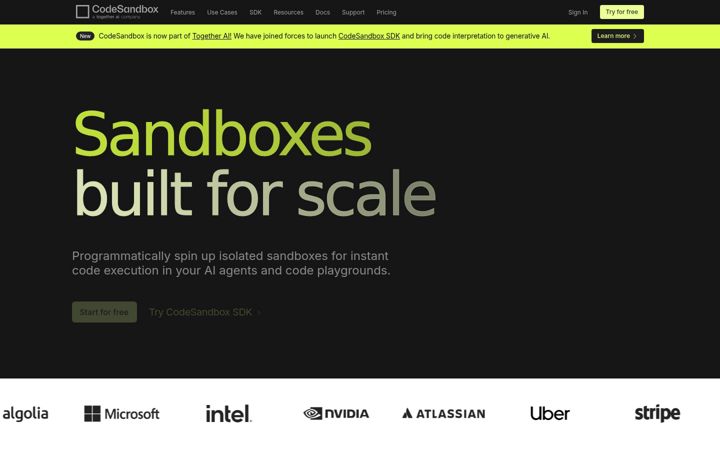 Screenshot di codesandbox.io