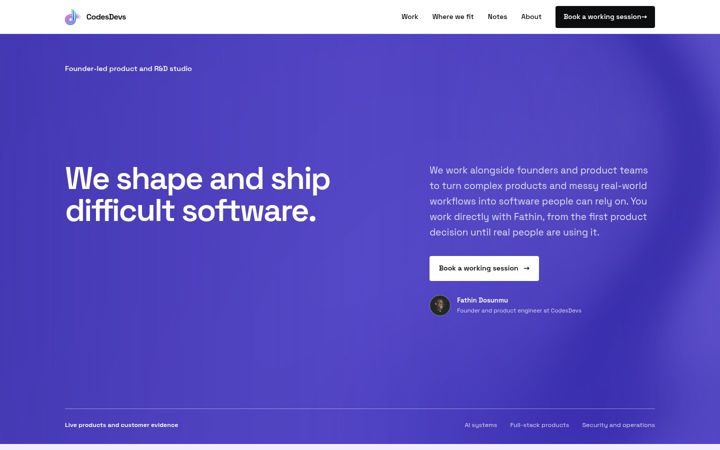 Екранна снимка на codesdevs.io