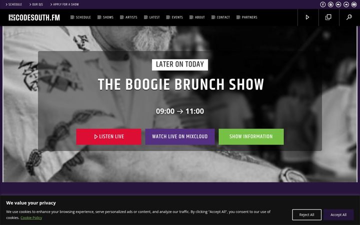 Screenshot of codesouth.fm