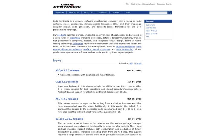 Screenshot of codesynthesis.com