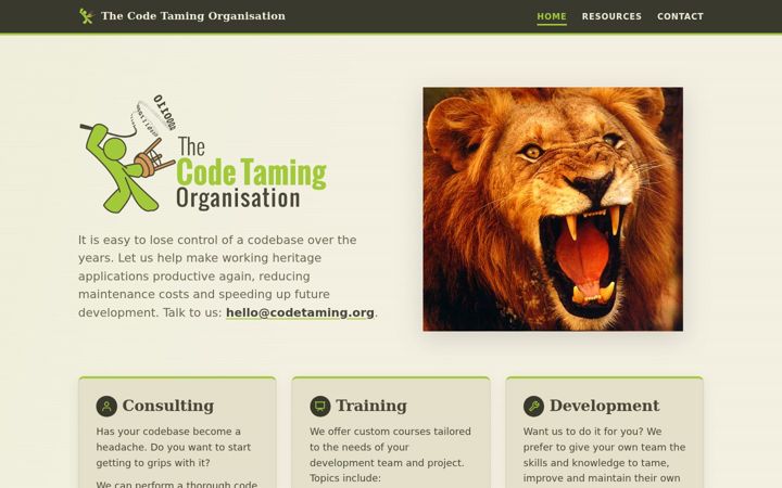 Screenshot of codetaming.org