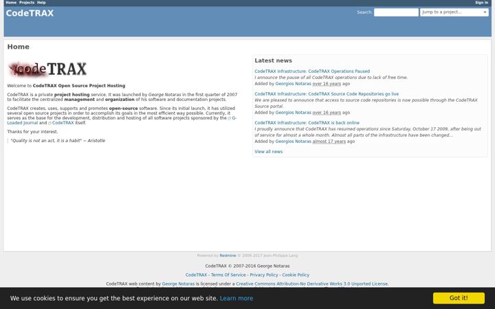 Screenshot of codetrax.org