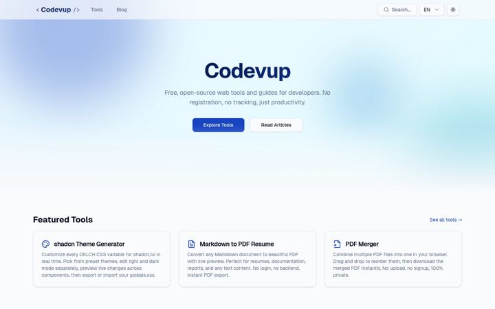 Screenshot of codevup.com