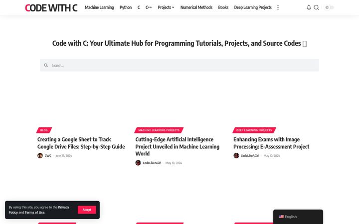 Screenshot of codewithc.com