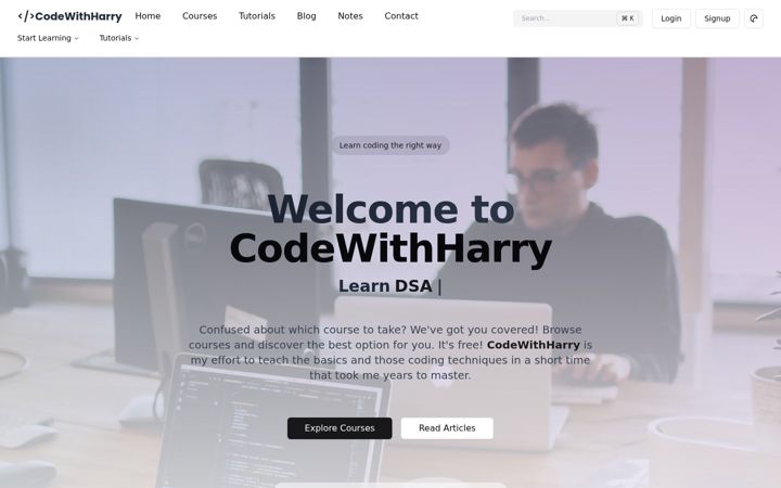 Skärmbild av codewithharry.com