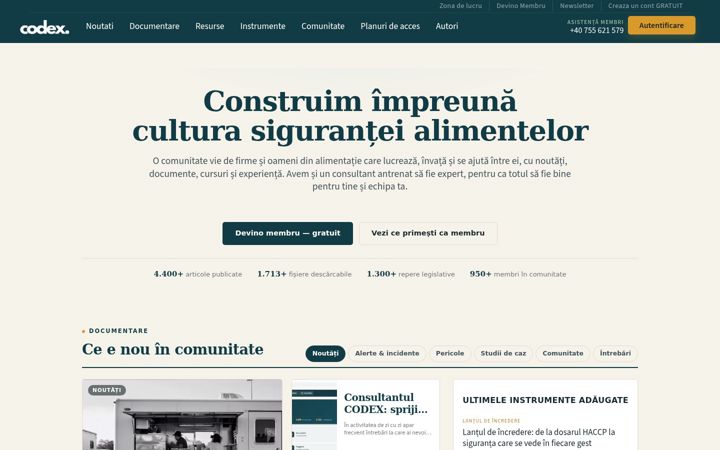 Screenshot of codex.ro